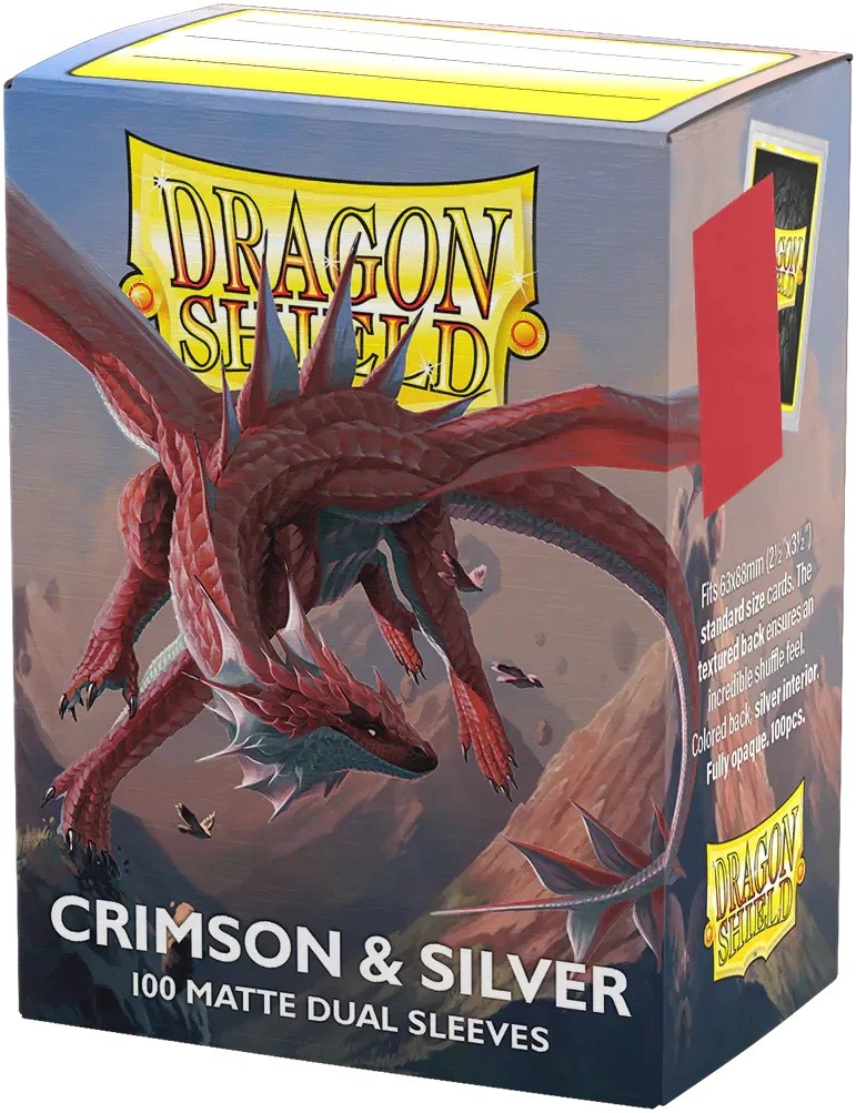 Dragon Shield Dual Matte Crimson & Silver Sleeves 100ct (Standard Size)