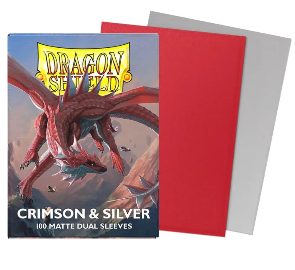 Dragon Shield Dual Matte Crimson & Silver Sleeves 100ct (Standard Size) thumbnail