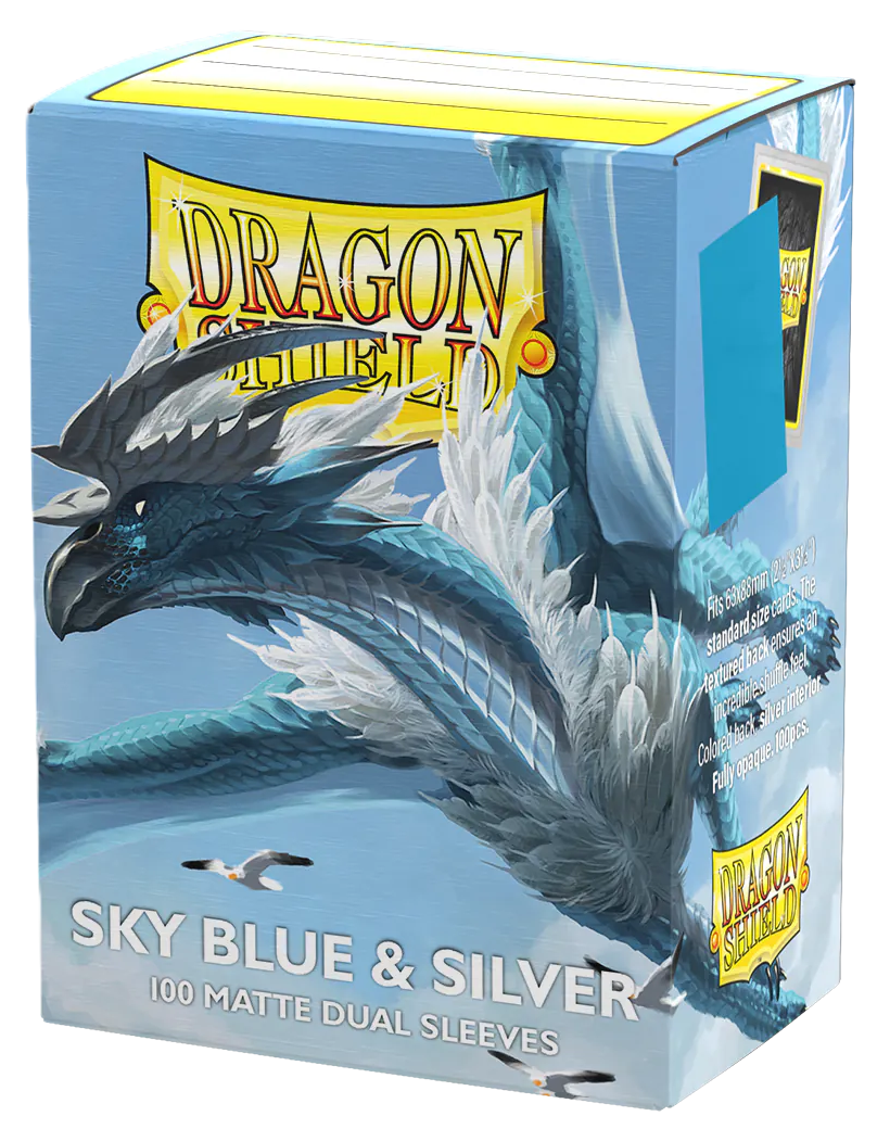 Dragon Shield Dual Matte Sky Blue & Silver Sleeves 100ct (Standard Size)