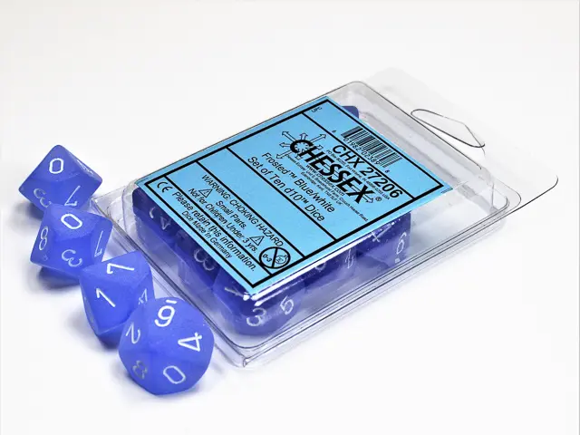 Σετ Ζάρια (10) d10s – Frosted Blue with White thumbnail